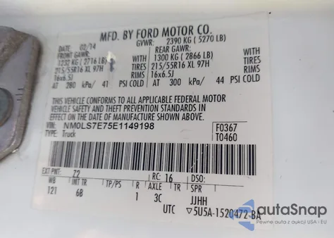 2014 Ford Transit Connect Xl z USA, uszkodzony, nr VIN NM0LS7E75E1149198